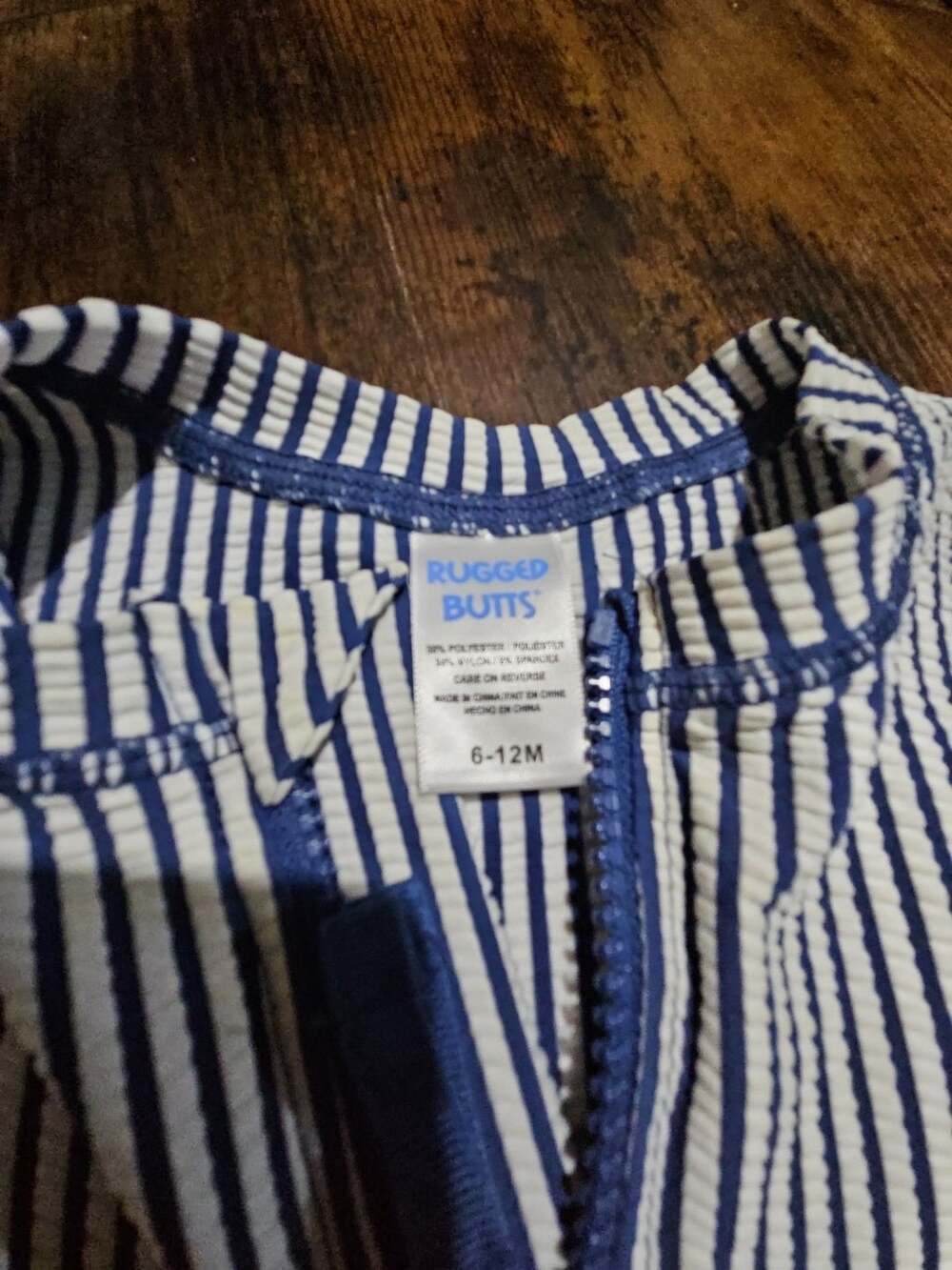 (509) RuggedButts Blue Striped Rash Guard 6-12M - Picture 5 of 7